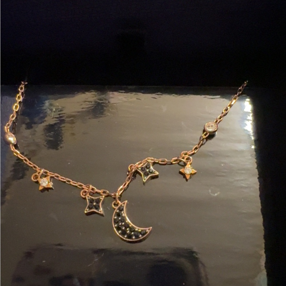 💫Rose Gold and Black Star and Moon Necklace💫